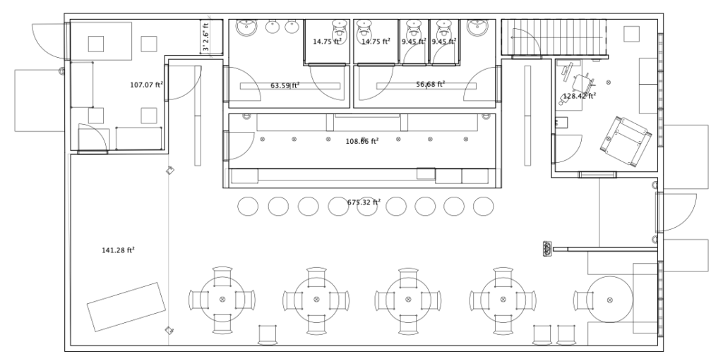 a floor plan of a bar