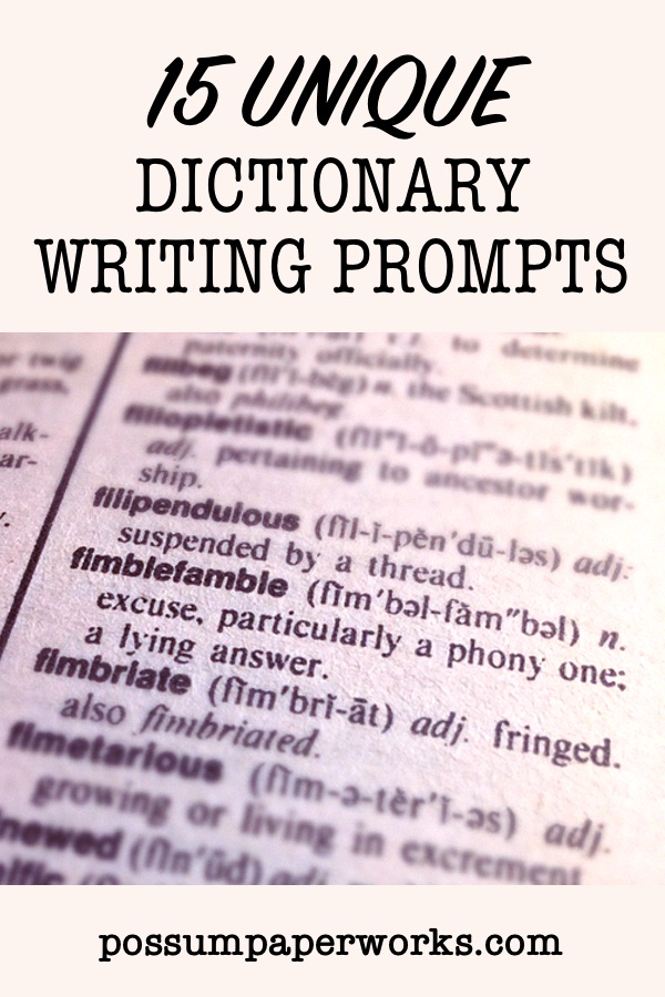 dictionary writing prompts pin